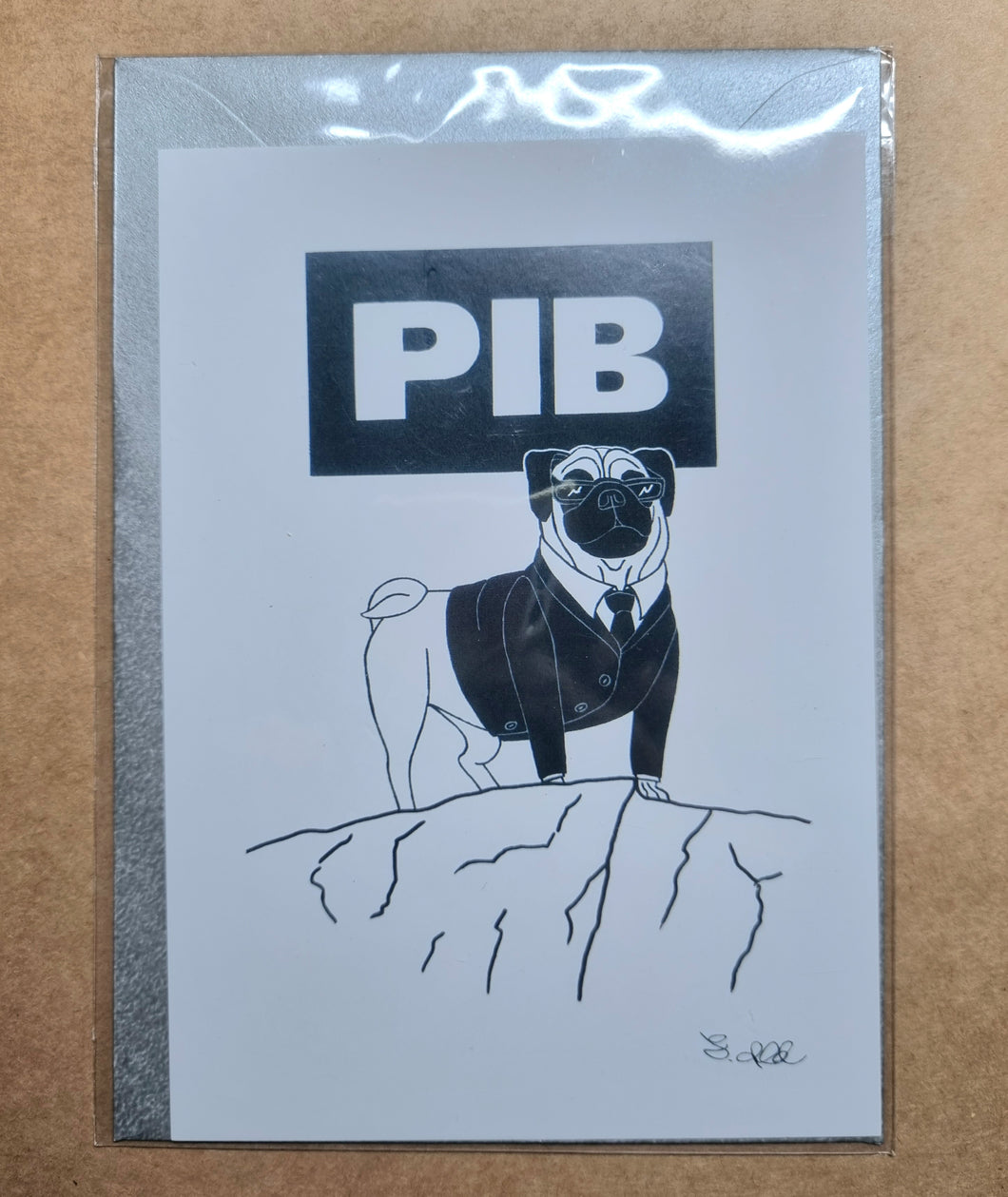 Pugs in Black - A6 Mini Print